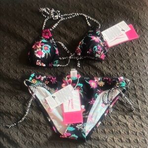 Floral Black Bikini Set